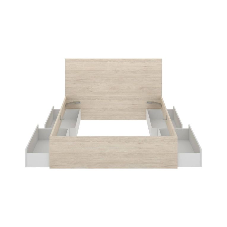 Letto alla francese design bianco e rovere 195x249cm - Iona