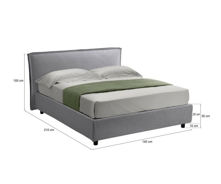 Letto alla francese design grigio 140x210cm - Bronte