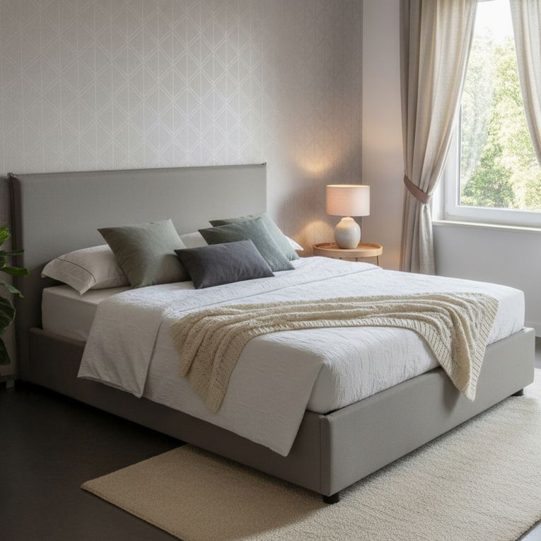 Letto alla francese design grigio 155x205cm - Angelic