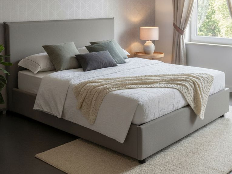 Letto alla francese design grigio 155x205cm - Angelic