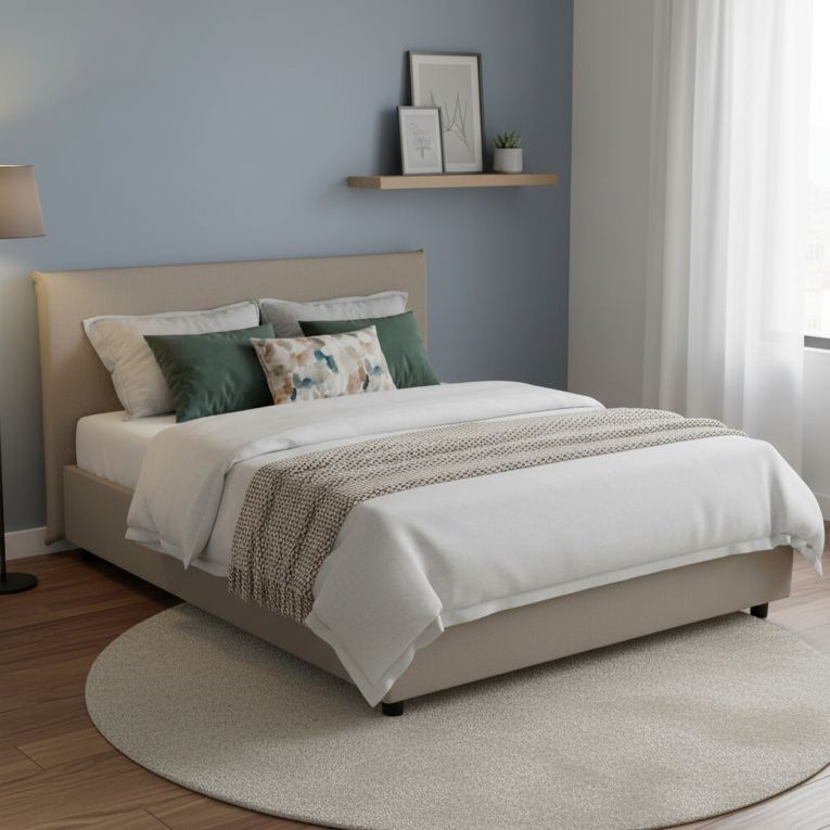 Letto alla francese design tortora 155x215cm - Augustus