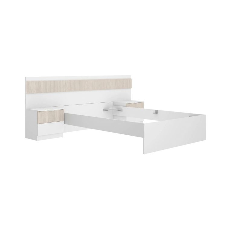 Letto alla francese elegante bianco e rovere 195x248cm - Bonnie
