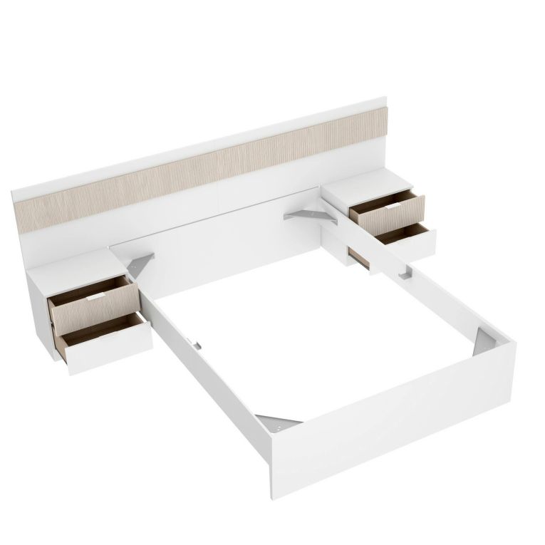 Letto alla francese elegante bianco e rovere 195x248cm - Bonnie