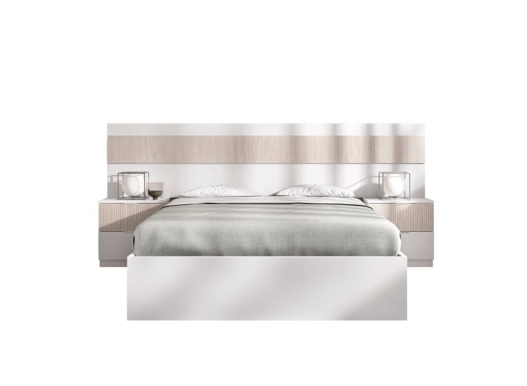 Letto alla francese elegante bianco e rovere 195x248cm - Bonnie