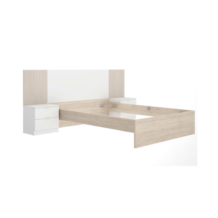 Letto alla francese elegante bianco e rovere 195x258cm - Zoagli