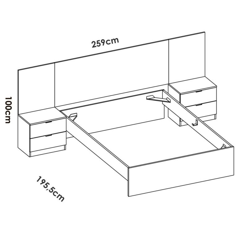 Letto alla francese elegante bianco e rovere 195x258cm - Zoagli