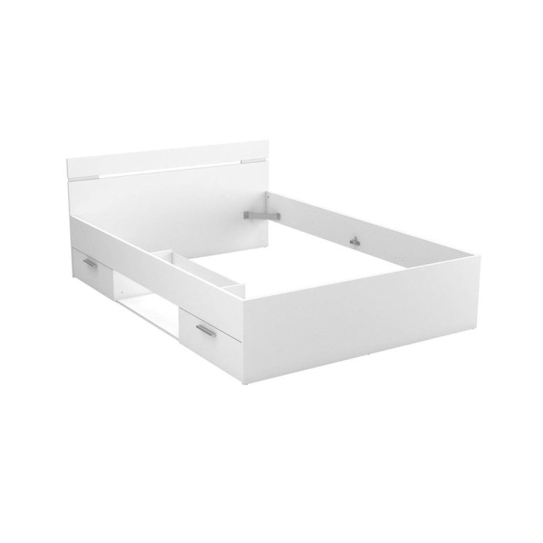 Letto alla francese elegante bianco opaco 144x204cm - Moira