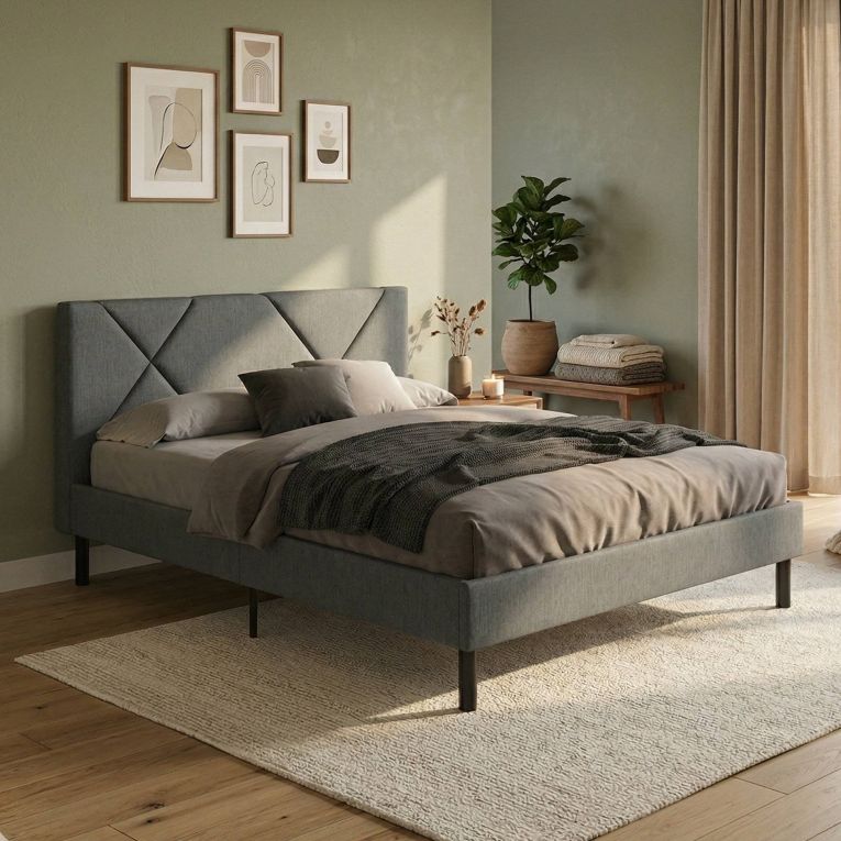 Letto alla francese Ikelos, 140x190 cm, Grigio
