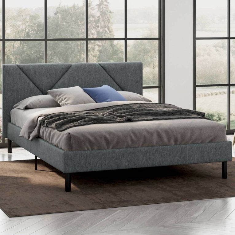 Letto alla francese Ikelos, 140x190 cm, Grigio