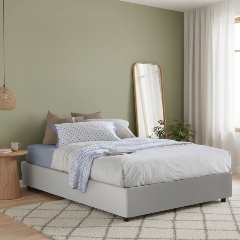 Letto alla francese imbottito bianco 155x215cm - Osanna