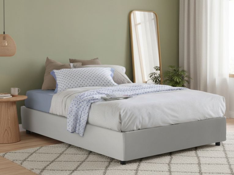 Letto alla francese imbottito bianco 155x215cm - Osanna