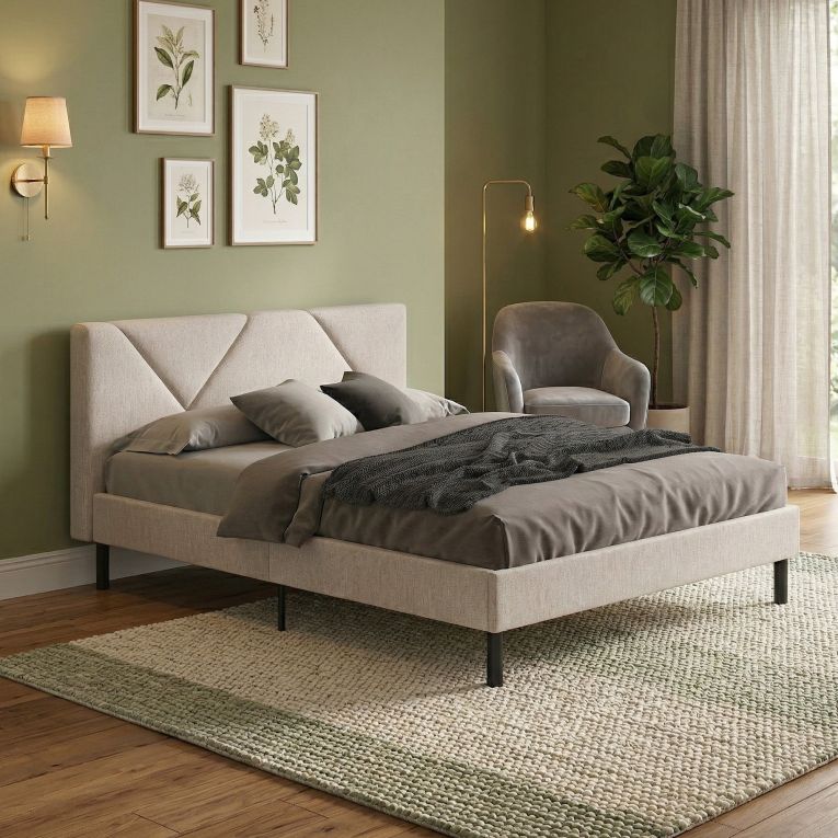Letto alla francese in legno beige 149x204cm - Ikelos