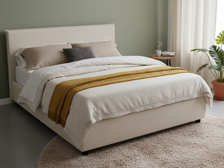 Letto alla francese in legno beige 155x205cm - Alion