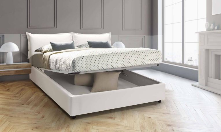 Letto alla francese in legno bianco 155x205cm - Arzillo
