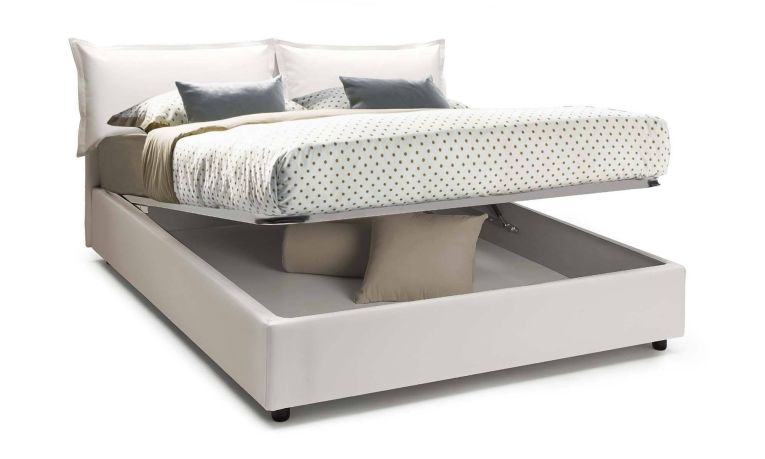 Letto alla francese in legno bianco 155x205cm - Arzillo