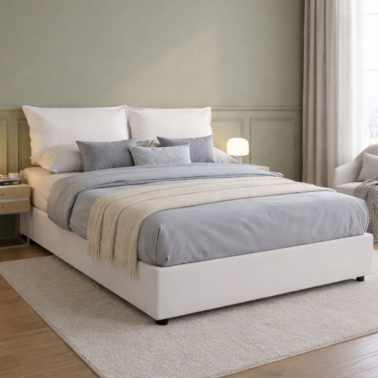 Letto alla francese in legno bianco 155x215cm - Asler