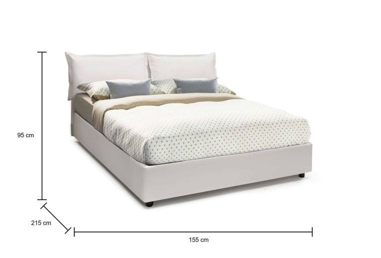 Letto alla francese in legno bianco 155x215cm - Asler