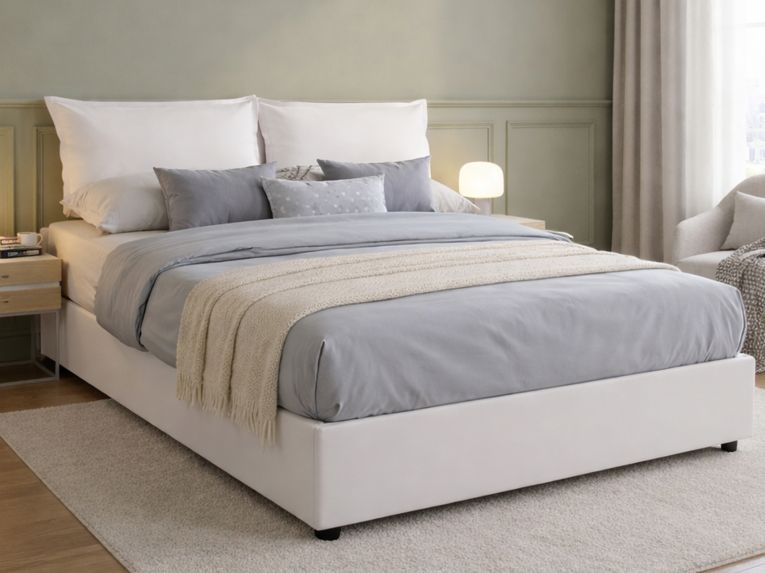 Letto alla francese in legno bianco 155x215cm - Asler
