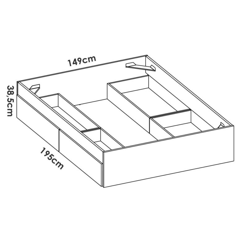 Letto alla francese in legno bianco 195x149cm - Orlene