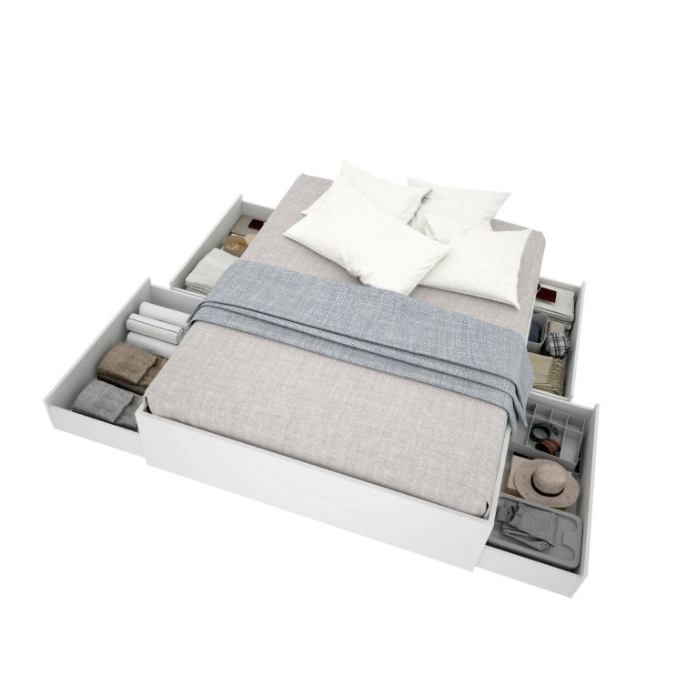 Letto alla francese in legno bianco 195x149cm - Orlene