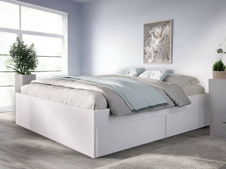 Letto alla francese in legno bianco 195x149cm - Orlene