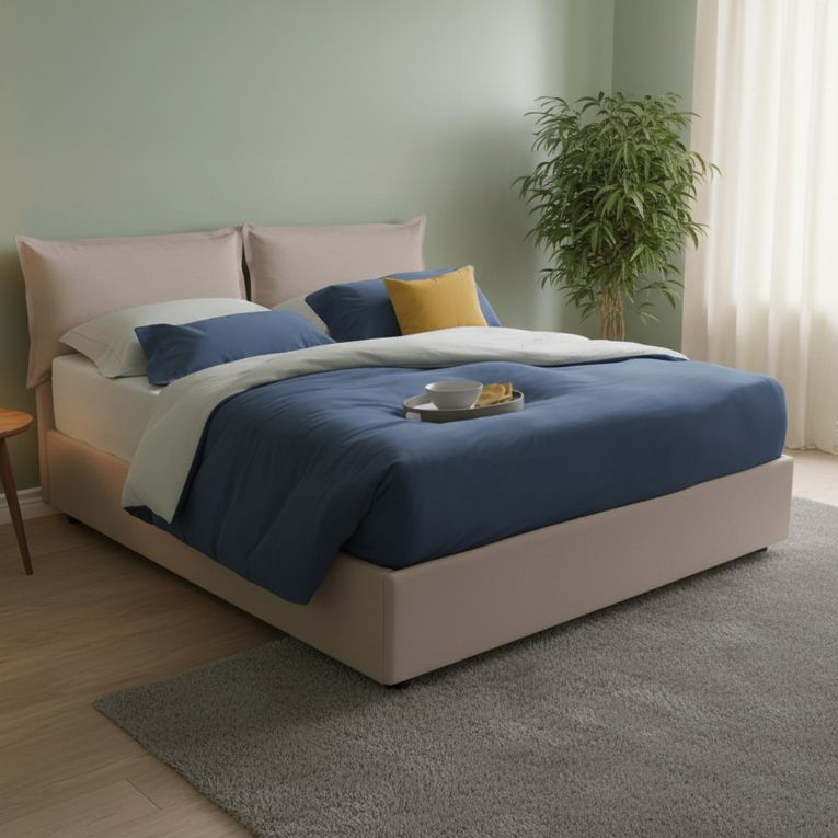 Letto alla francese in legno tortora 155x205cm - Amelh