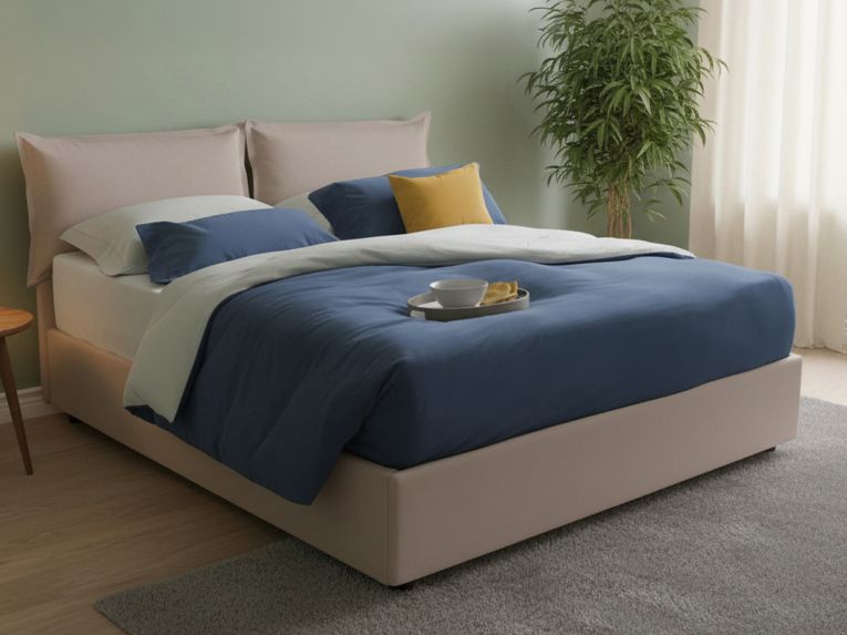 Letto alla francese in legno tortora 155x205cm - Amelh