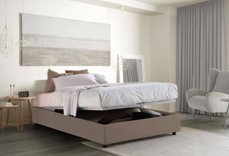 Letto alla francese in legno tortora 155x215cm - Alaksir