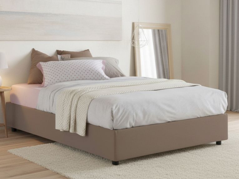 Letto alla francese in legno tortora 155x215cm - Alaksir