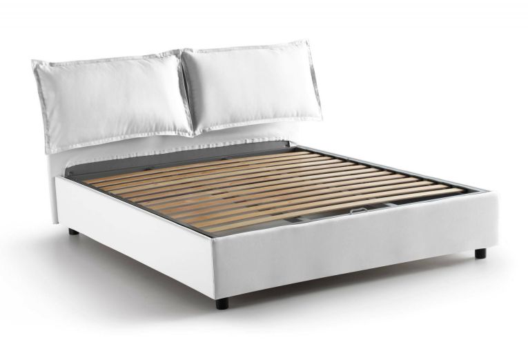 Letto alla francese in tessuto bianco 155x205cm - Arden