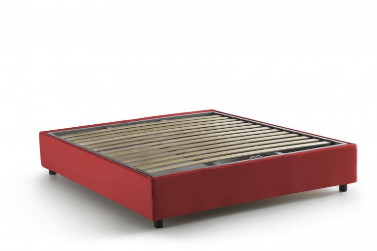 Letto alla francese in tessuto rosso 155x205cm - Attilino