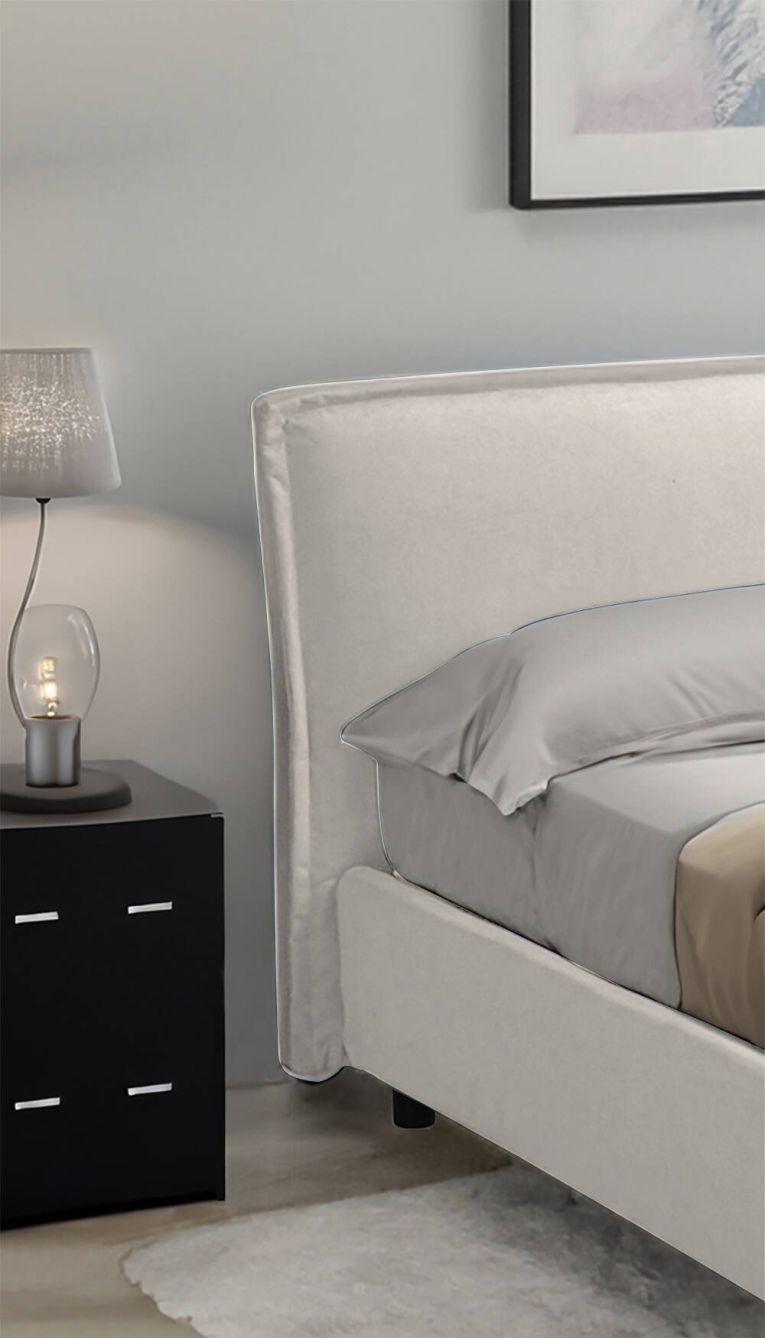 Letto alla francese materasso incluso beige 140x210cm - Broni
