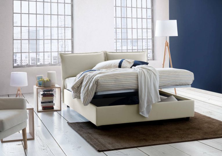 Letto alla francese materasso incluso beige 155x205cm - Arden