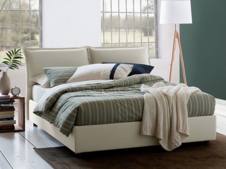 Letto alla francese materasso incluso beige 155x205cm - Arden