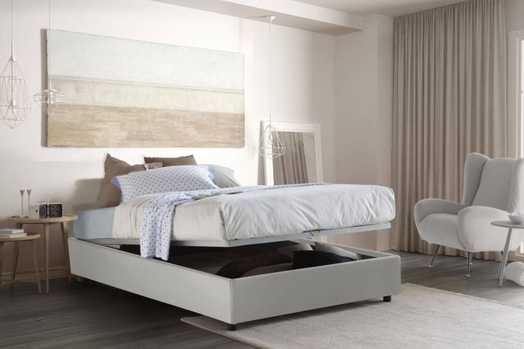 Letto alla francese materasso incluso bianco 155x205cm - Akemi