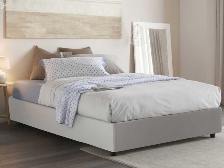 Letto alla francese materasso incluso bianco 155x205cm - Akemi