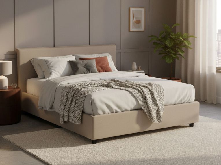 Letto alla francese materasso incluso tortora 155x205cm - Alion
