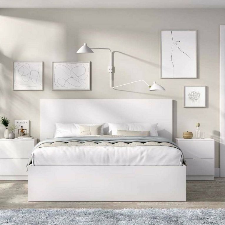 Letto alla francese moderno bianco 195x246cm - Ulika