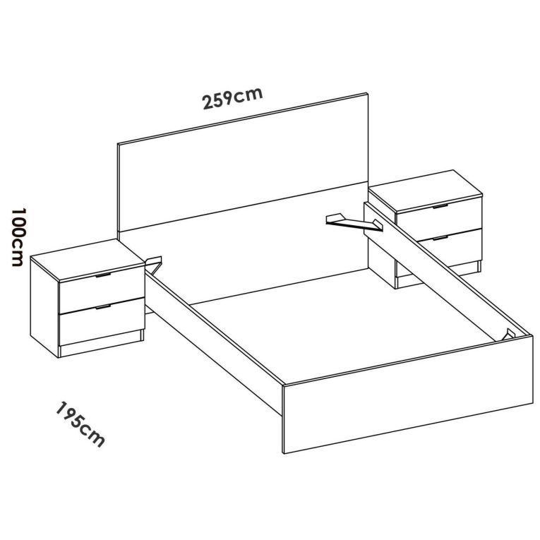 Letto alla francese moderno bianco 195x246cm - Ulika