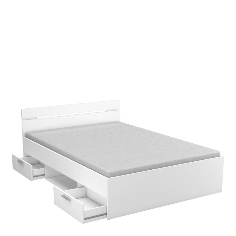 Letto alla francese Var, Sommier per camera da letto, Giroletto per stanza, Struttura porta materasso, 200x140 h74 cm, Bianco opaco