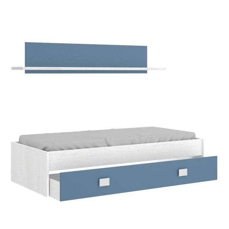 Letto bambini 195x97cm bianco e blu - Aikiko