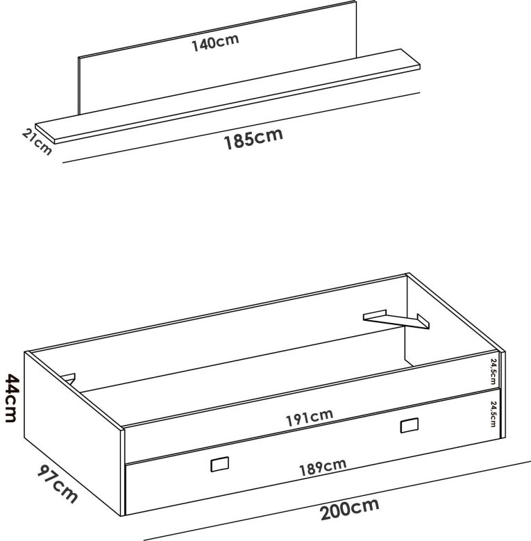 Letto bambini 195x97cm bianco e blu - Aikiko
