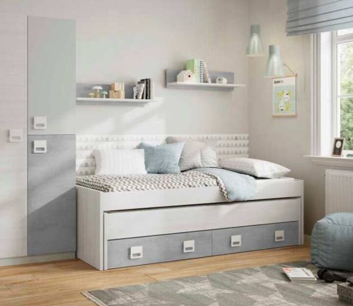 Letto bambini 199x96cm bianco e cemento - Balzola