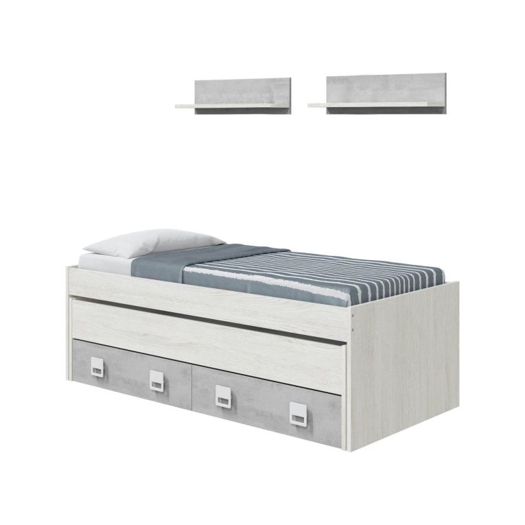 Letto bambini 199x96cm bianco e cemento - Balzola