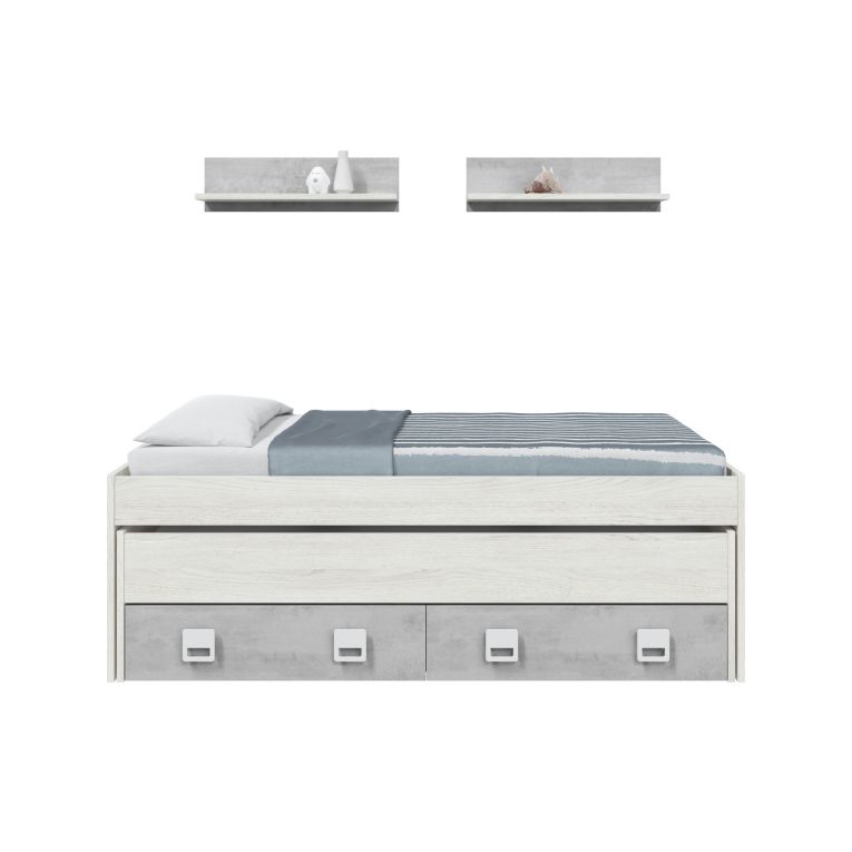 Letto bambini 199x96cm bianco e cemento - Balzola