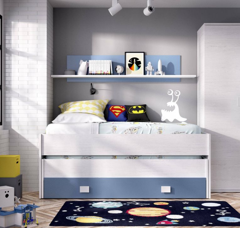 Letto bambini 200x99cm bianco e blu - Arod