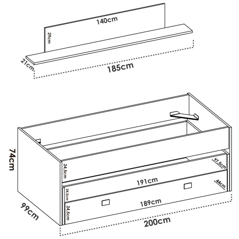 Letto bambini 200x99cm bianco e blu - Arod