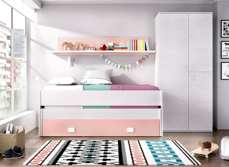 Letto bambini 200x99cm bianco e rosa - Arod