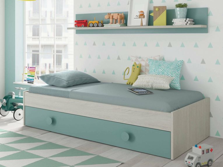 Letto bambini 201x98cm bianco e verde acqua - Aqua