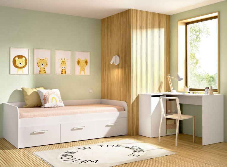 Letto bambini 3 cassetti 194x97cm bianco - Aco